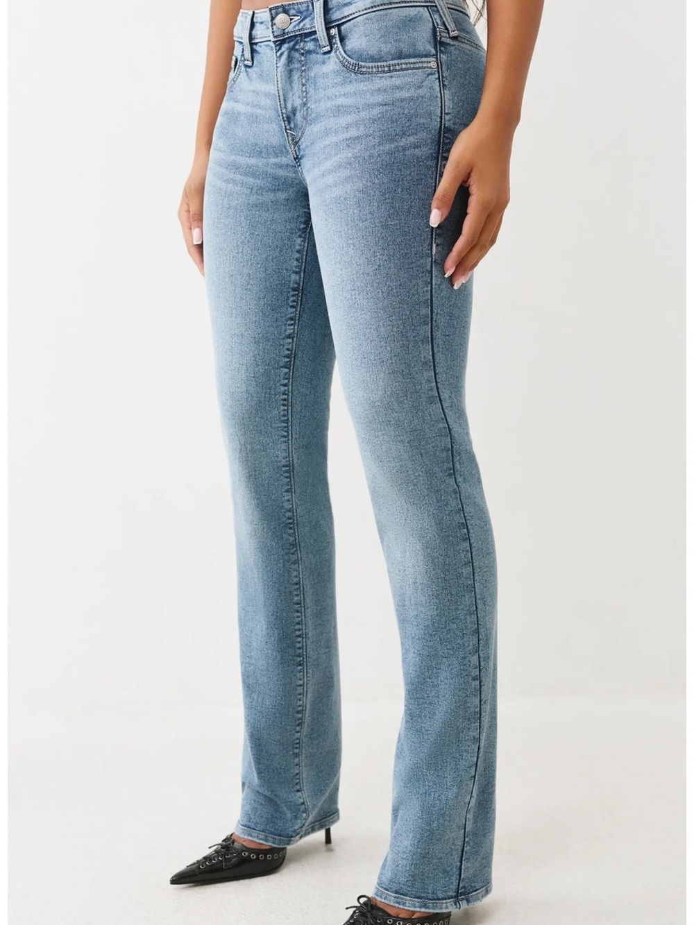 True Religion Women’s Mid-Rise Billie Straight Leg Light Wash Jeans Size 27 - Picture 6 of 16
